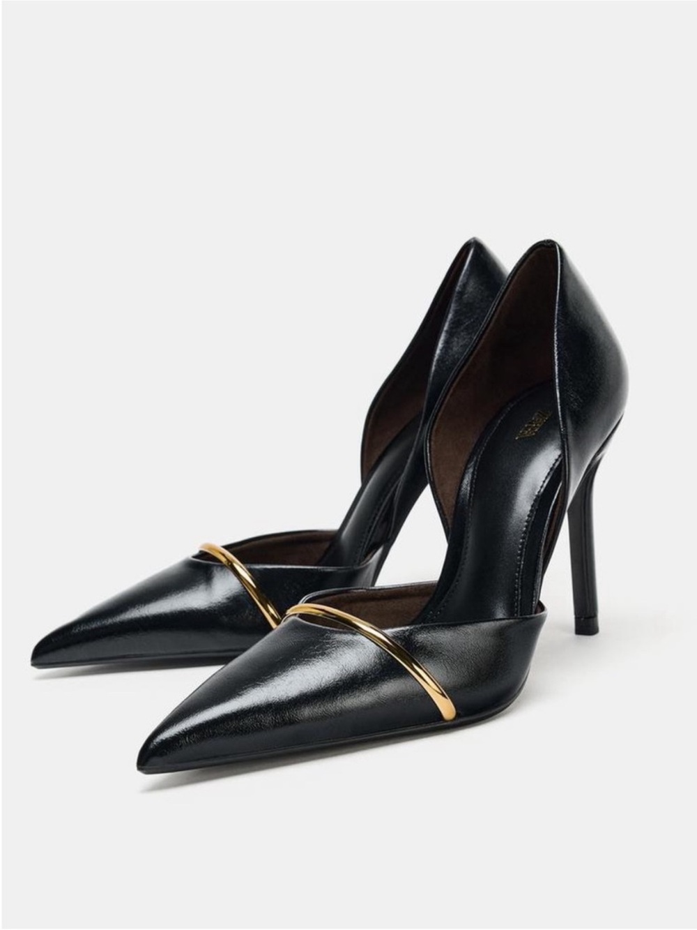 Zara black heels with gold accent